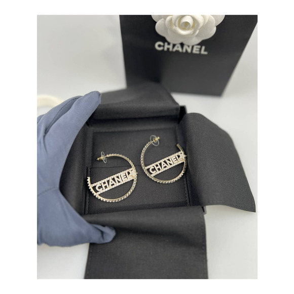 CHANEL Jewelry - NIB Chanel Track 22S Series Large Hoop Earrings
